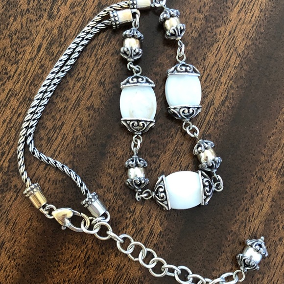 BRIGHTON  two tone faceted Mother of Pearl vintage retired NECKLACE - Picture 9 of 16